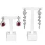 Earring-display-stand-white-front-view-with-earring-ES80WH Earring display stand white front view with earring