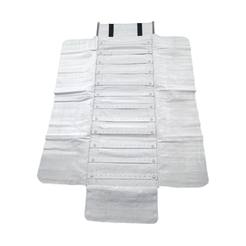 grey velvet earring roll pouch 12 rolls