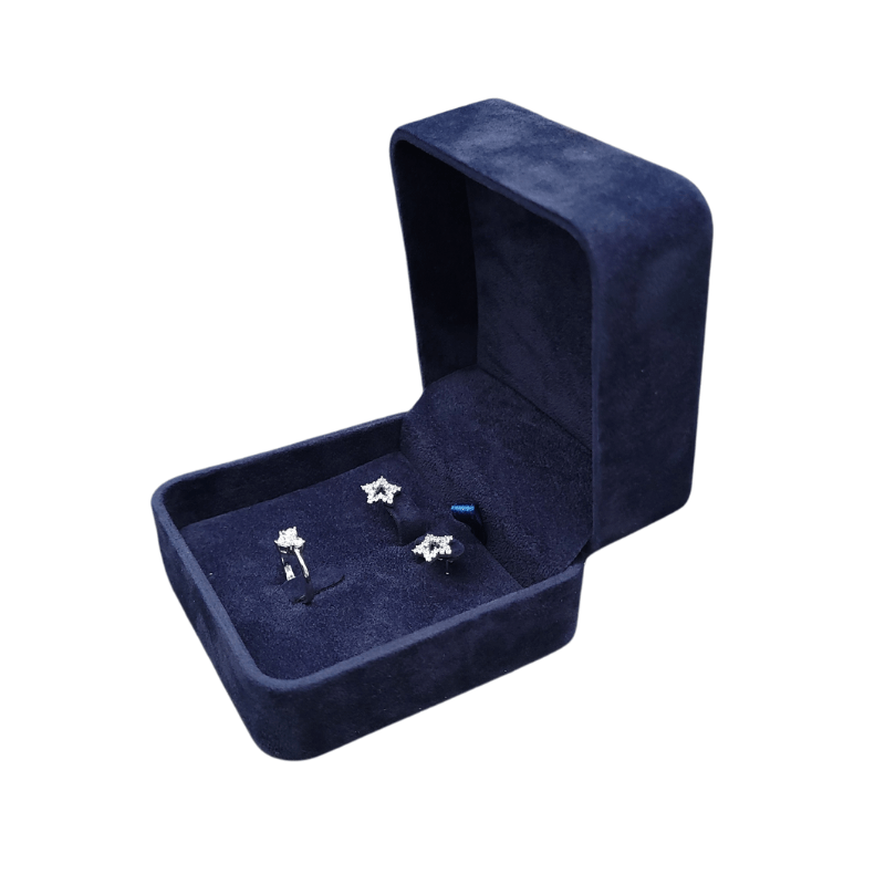 velvet ring and earring box royal blue