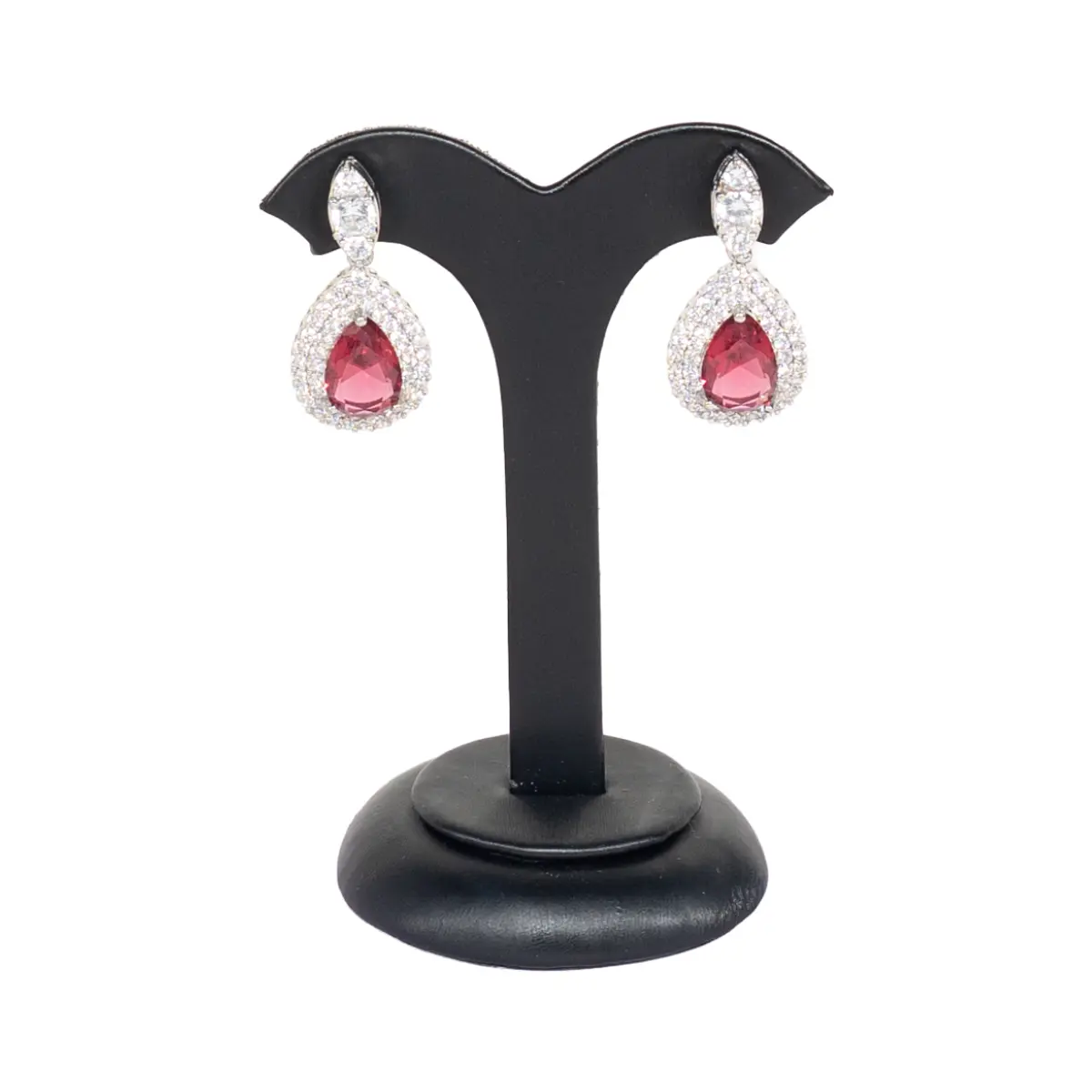 earring-stand-black-medium-front-view-with-earring-ES81BL earring stand black medium front view with earring