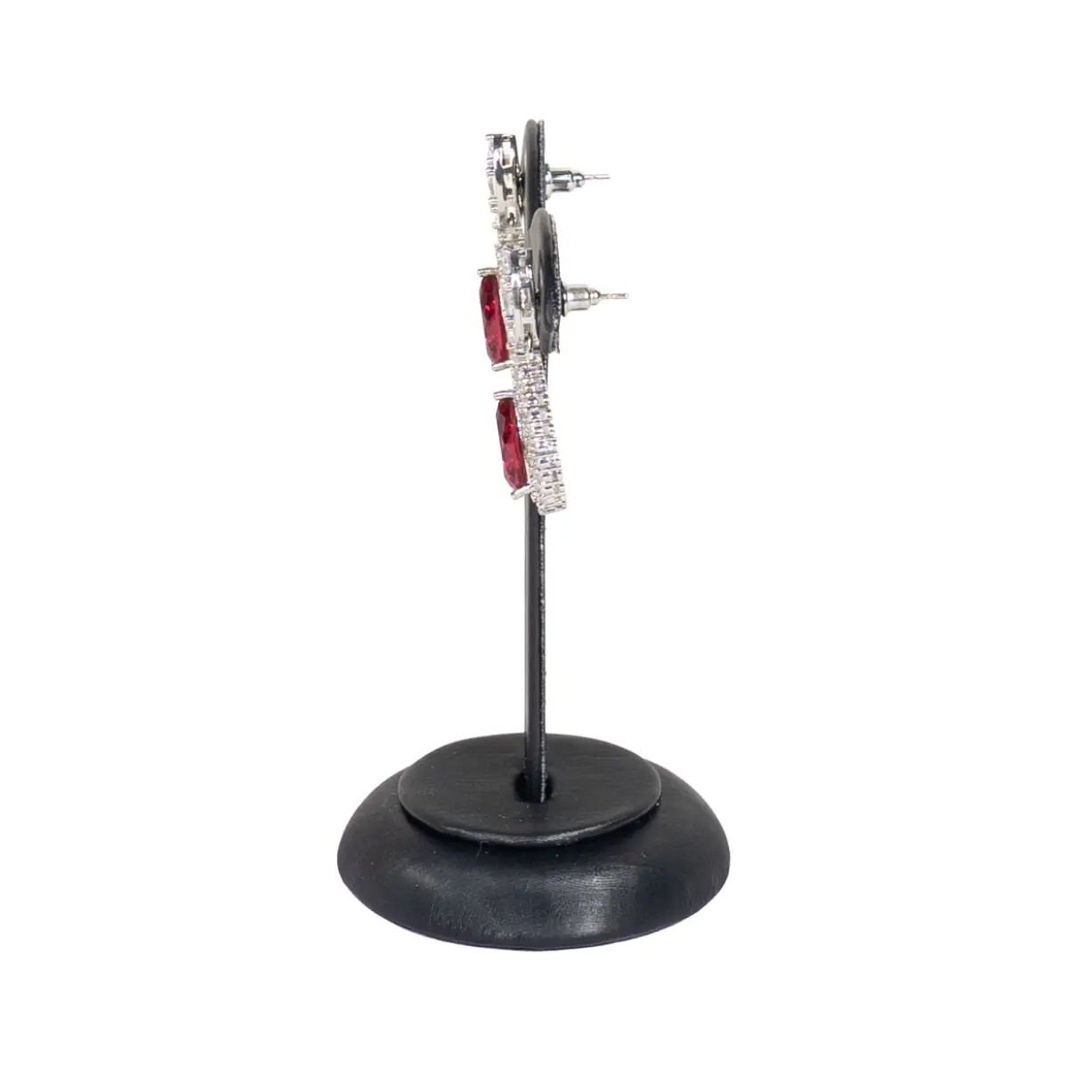 earring-stand-black-medium-side-view-with-earring-ES81BL earring stand black medium side view with earring