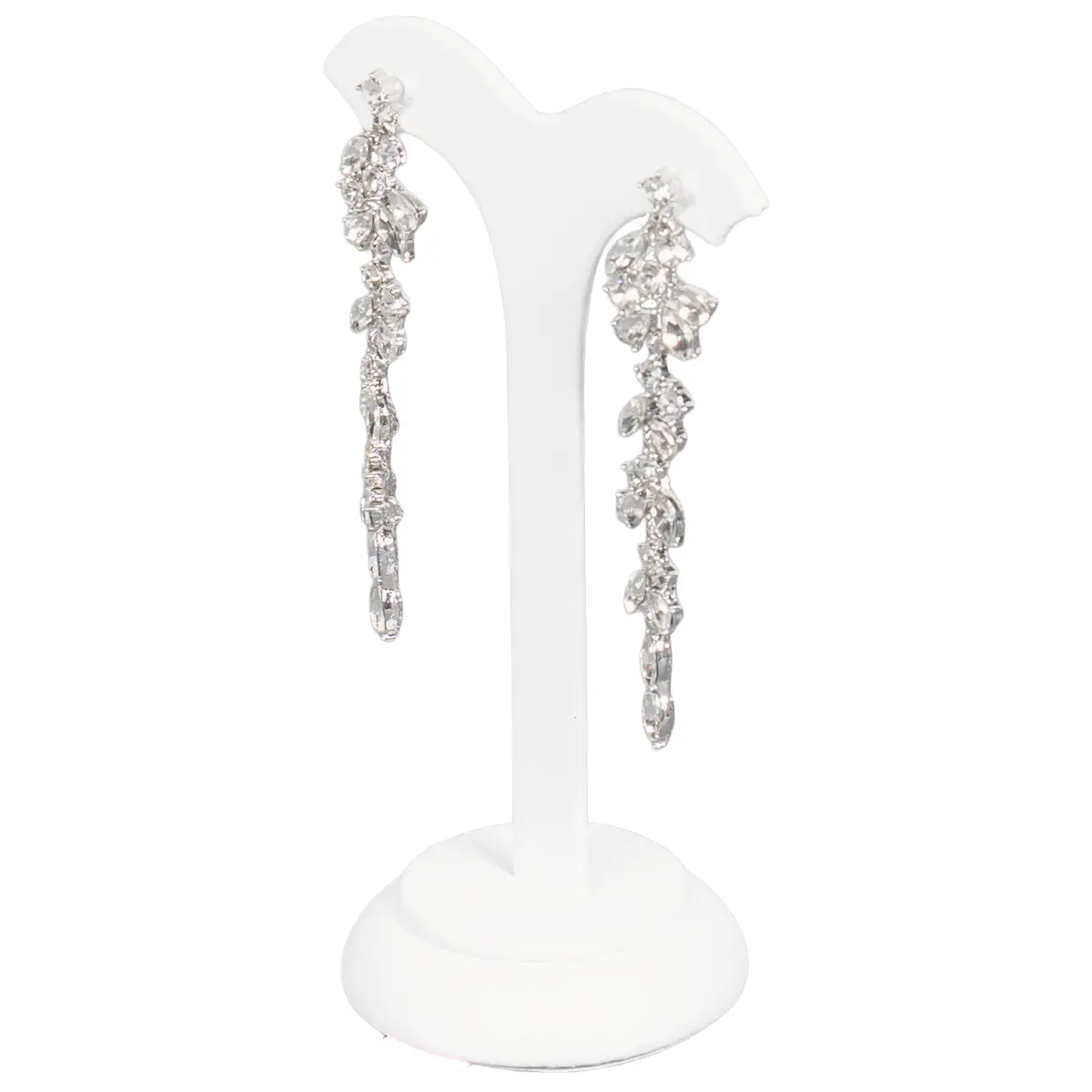 earring stand white Large angle view with earring