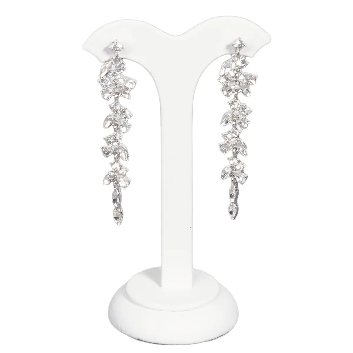 earring stand white Large front view with earring