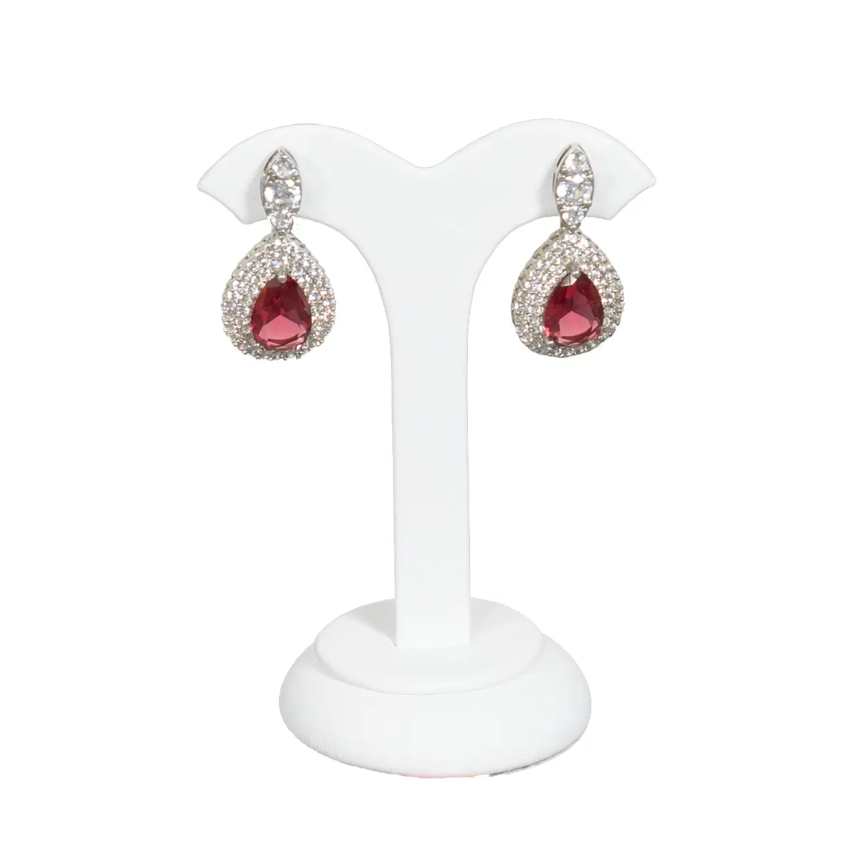 earring stand white medium front view with earring