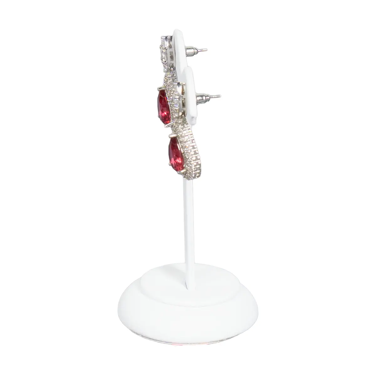 earring stand white medium side view with earring