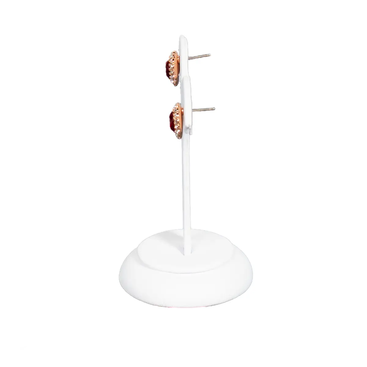 earring stand white small side view with earring