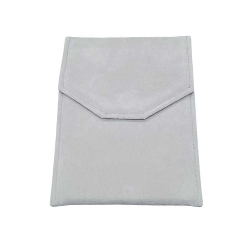 grey velvet necklace pouch