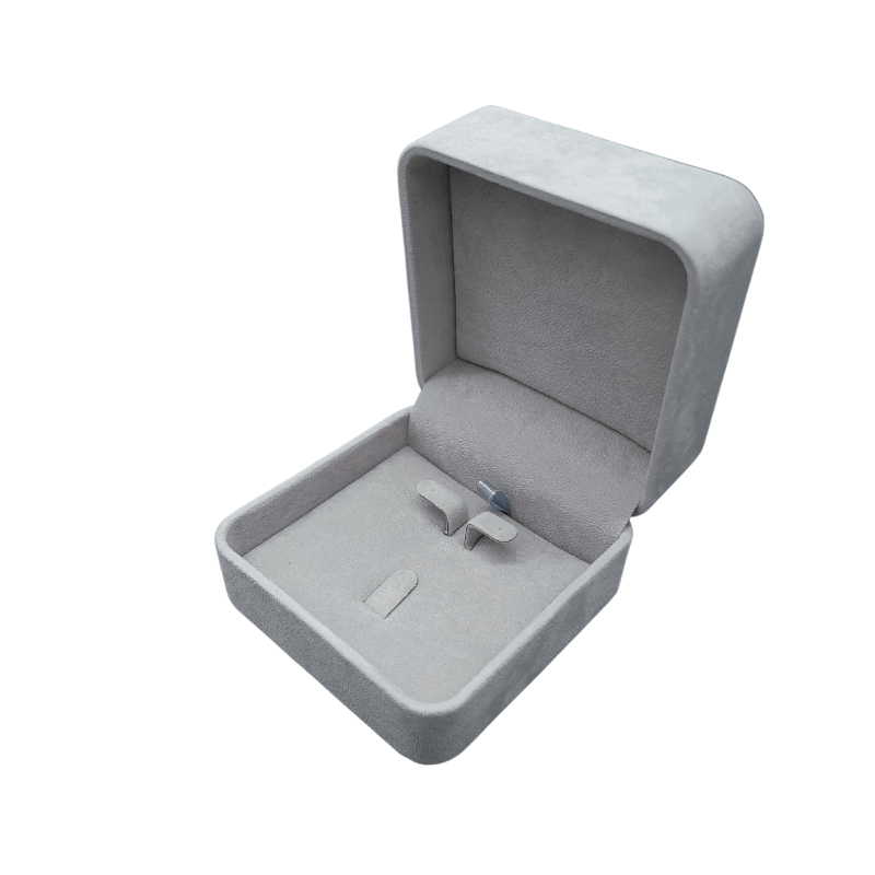 Grey velvet ring and earing box