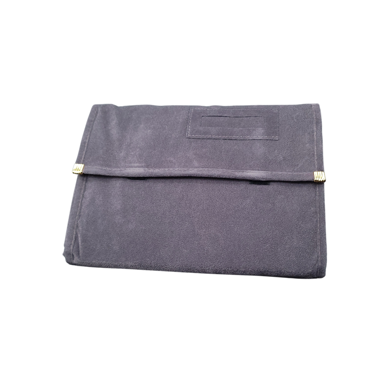 grey velvet necklace roll pouch 4 pads