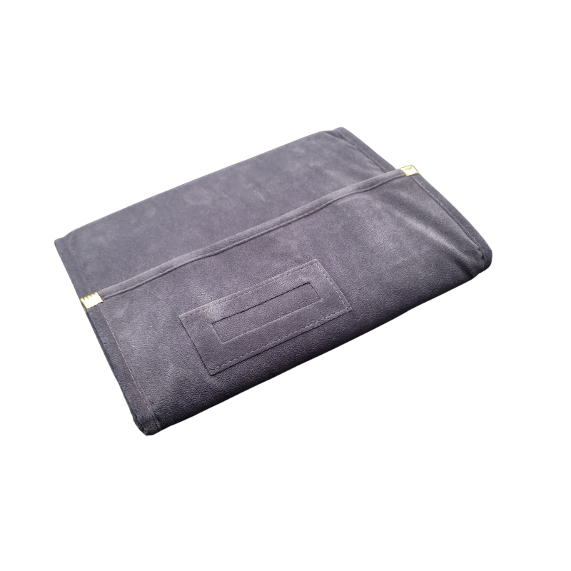 grey velvet necklace roll pouch 4 pads