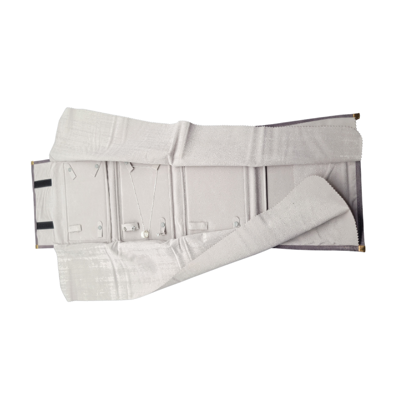 grey velvet set roll pouch 4 pads