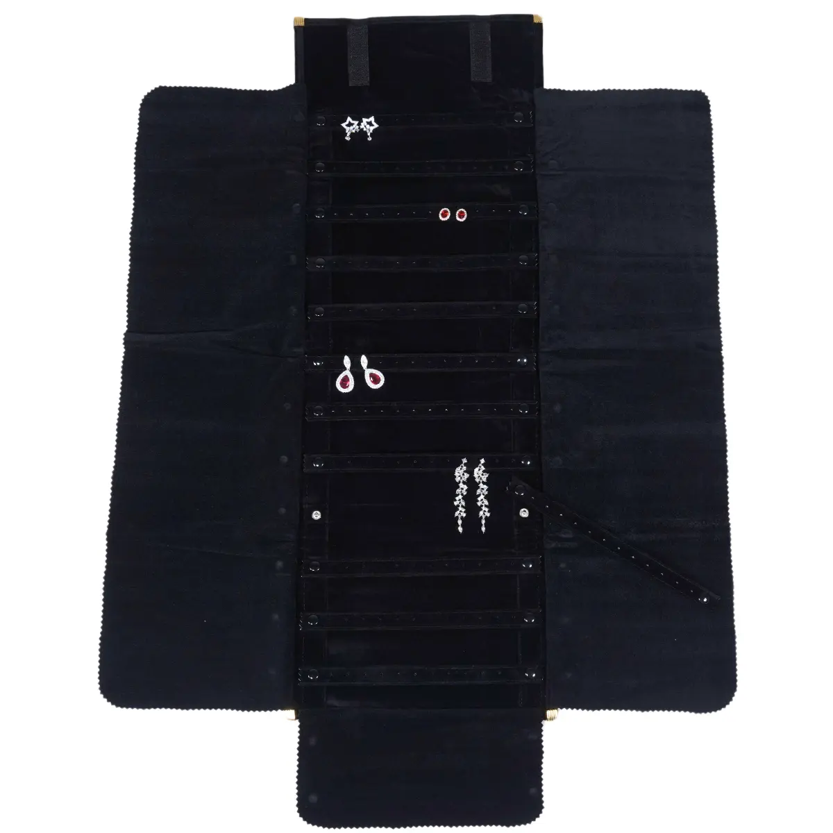 jewellery-roll-for-earring-black-POE80-12 jewellery roll for earring black - display with earring