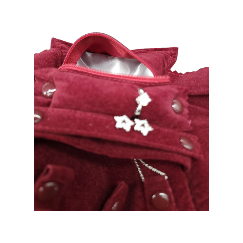 Burgandy velvet X-small set pouch-6