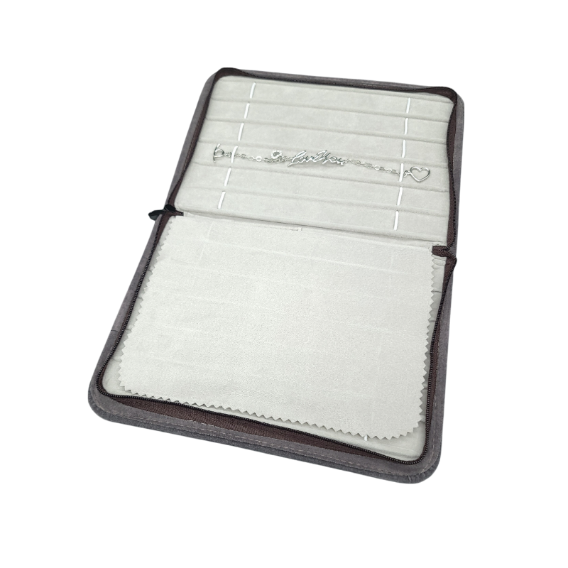 grey velvet bracelet zip pouch