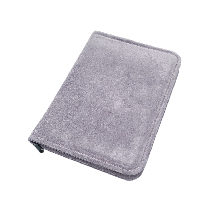 grey velvet earring zip pouch