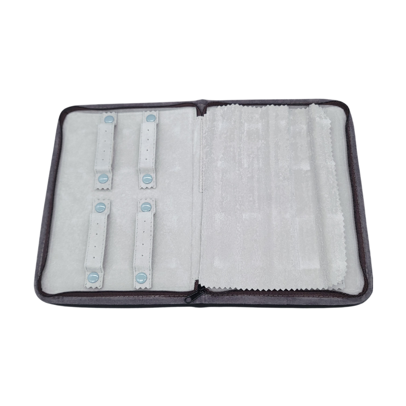 grey velvet earring zip pouch