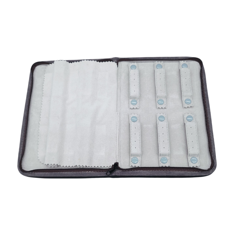grey velvet earring zip pouch