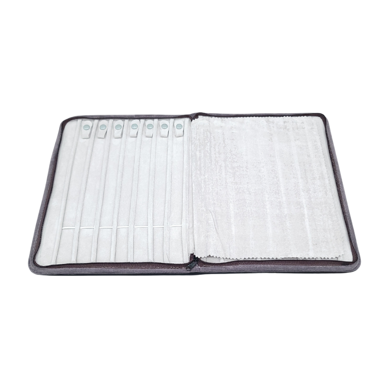 grey velvet necklace zip pouch