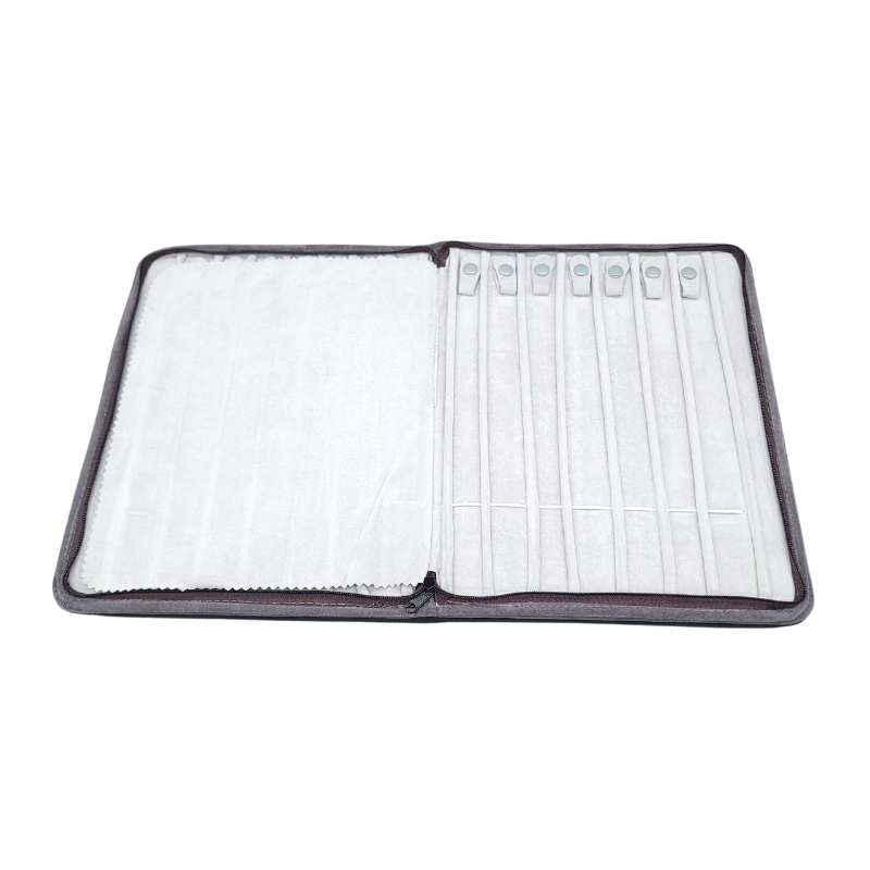 grey velvet necklace zip pouch