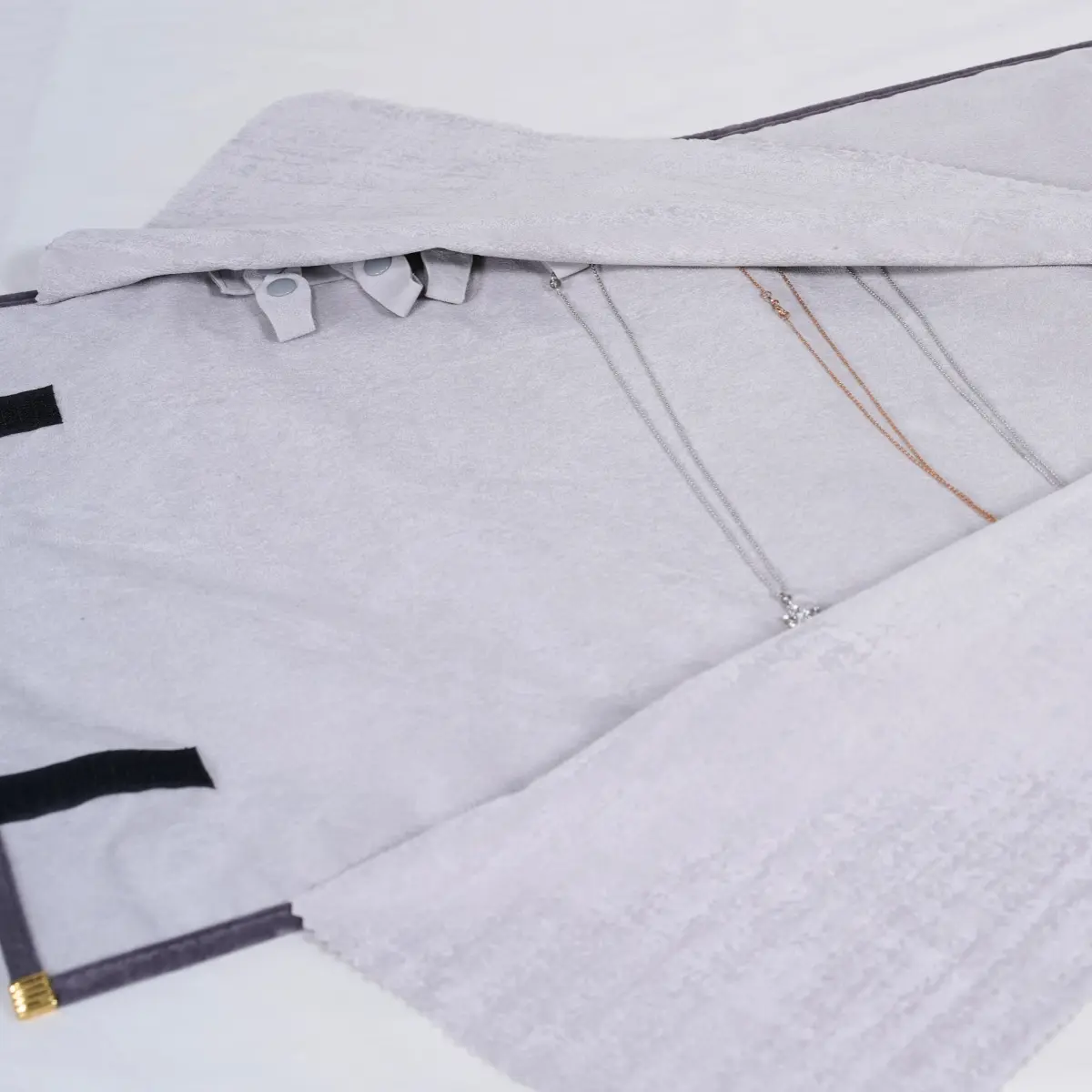 Jewellery-Roll-for- Necklace-PON84GE-grey-4 Jewellery Roll for Necklace PON84GE grey- rolling up 2