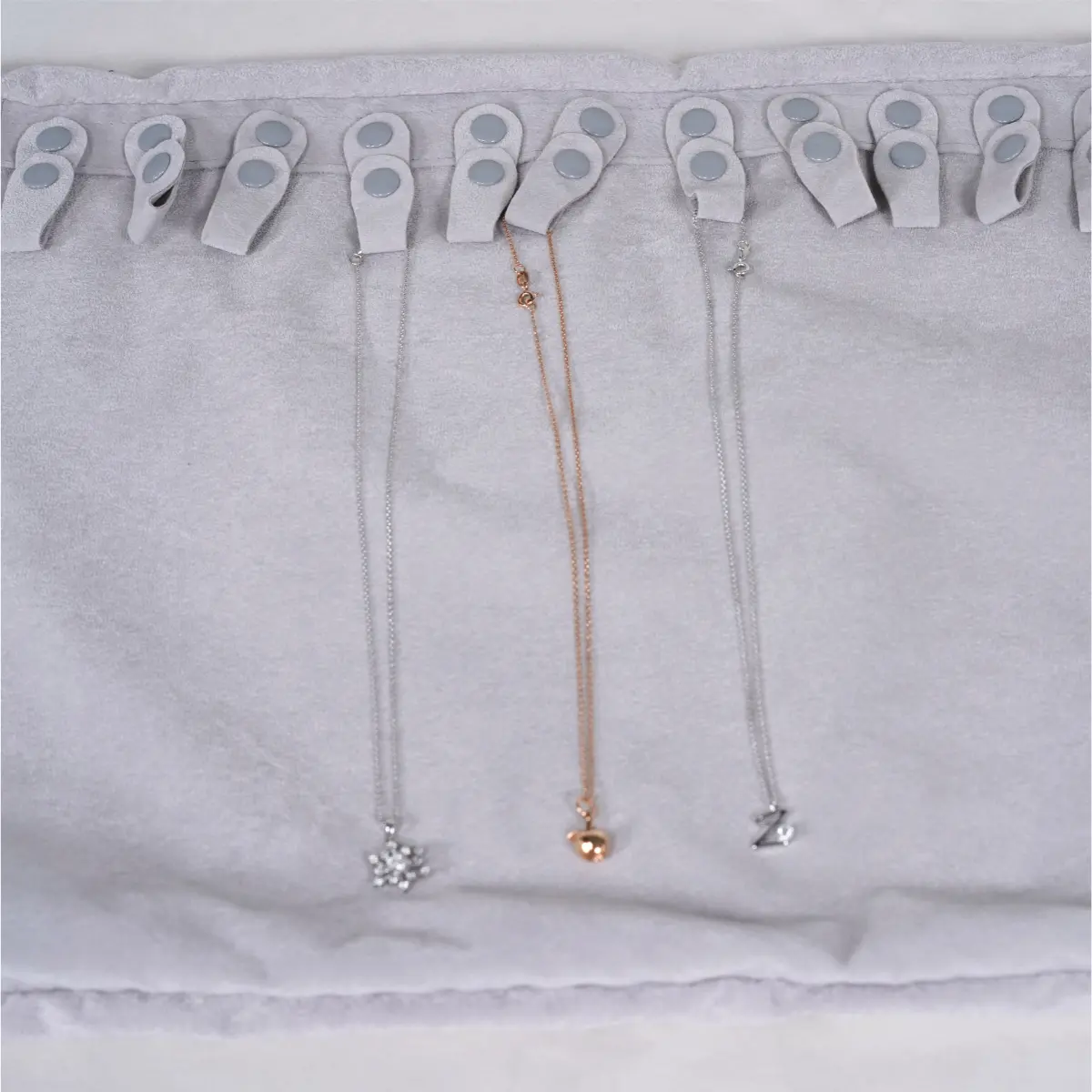 Jewellery-Roll-for- Necklace-PON84GE-grey-5 Jewellery Roll for Necklace PON84GE grey- shot on necklace