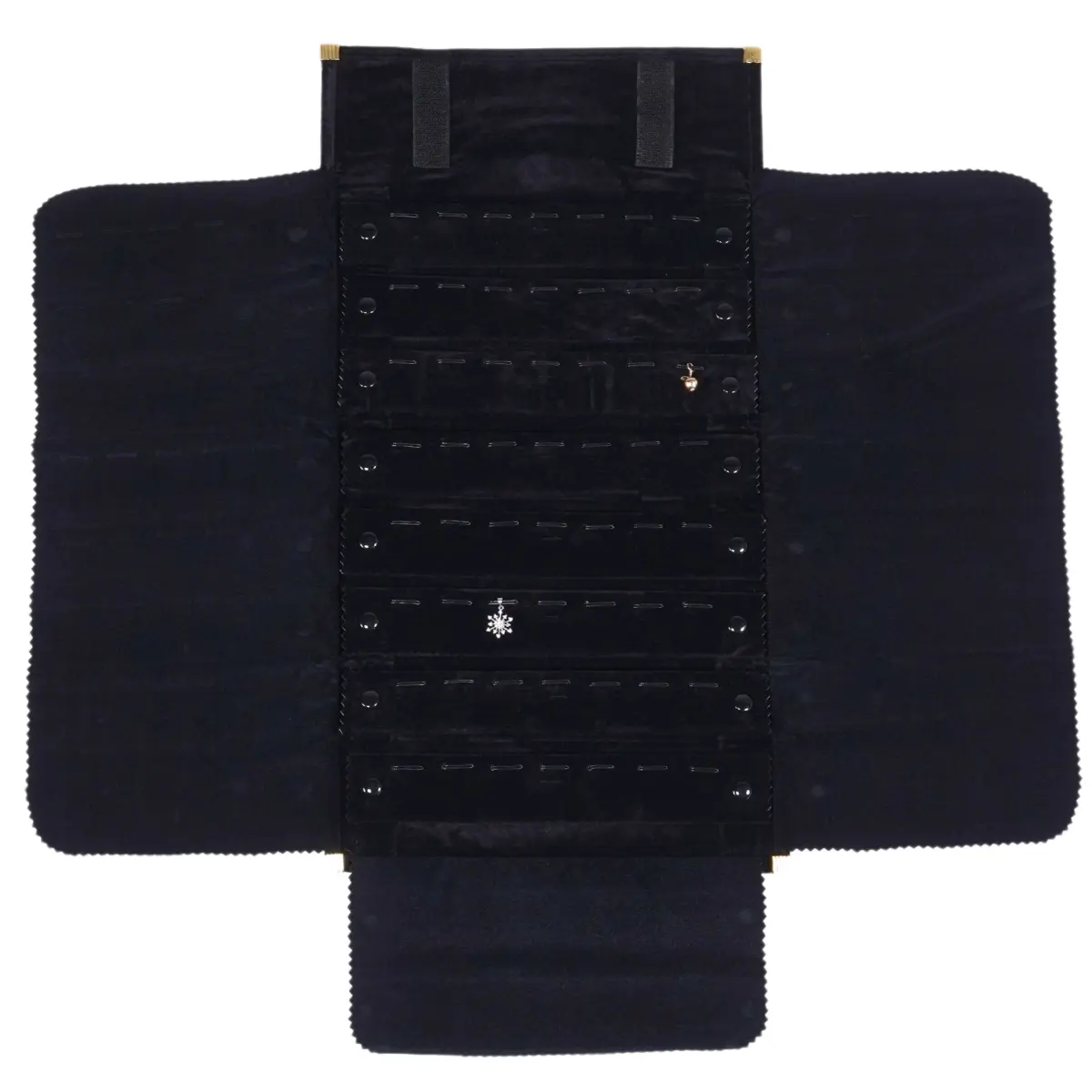 jewellery roll for pendant black - open with pendant