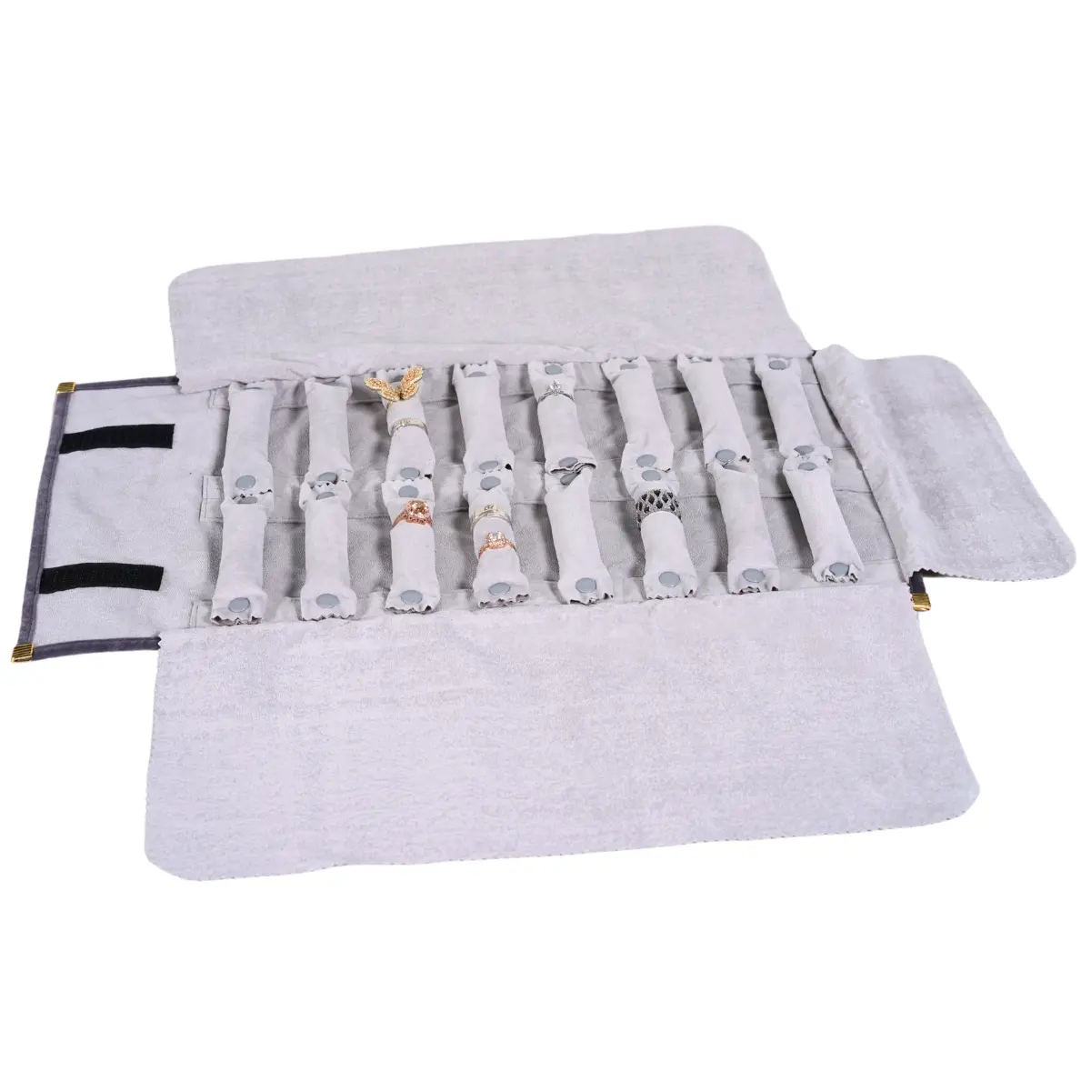 Jewellery roll for ring grey - open
