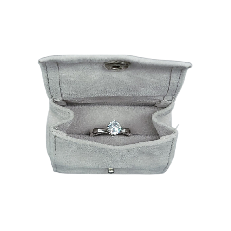 large grey velvet ring pouch