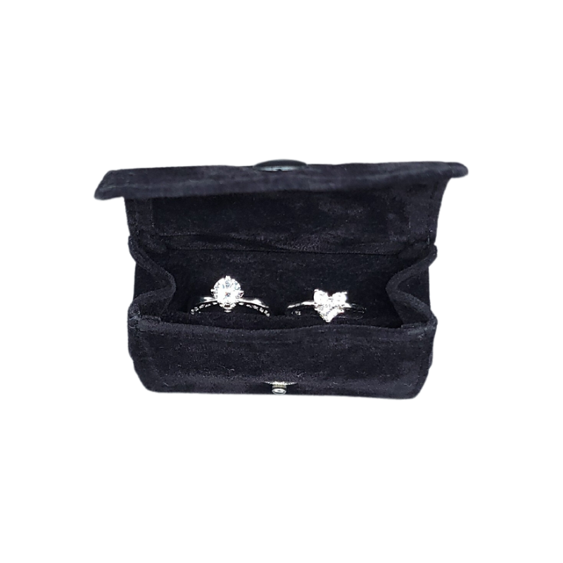 Large black ring pouch-7 black velvet ring pouch