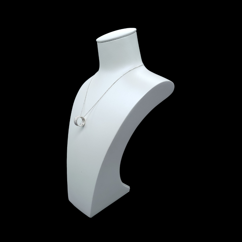 white leatherette necklace stand