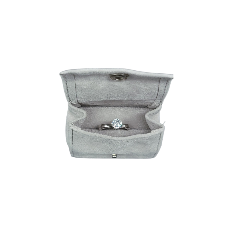 medium grey velvet ring pouch