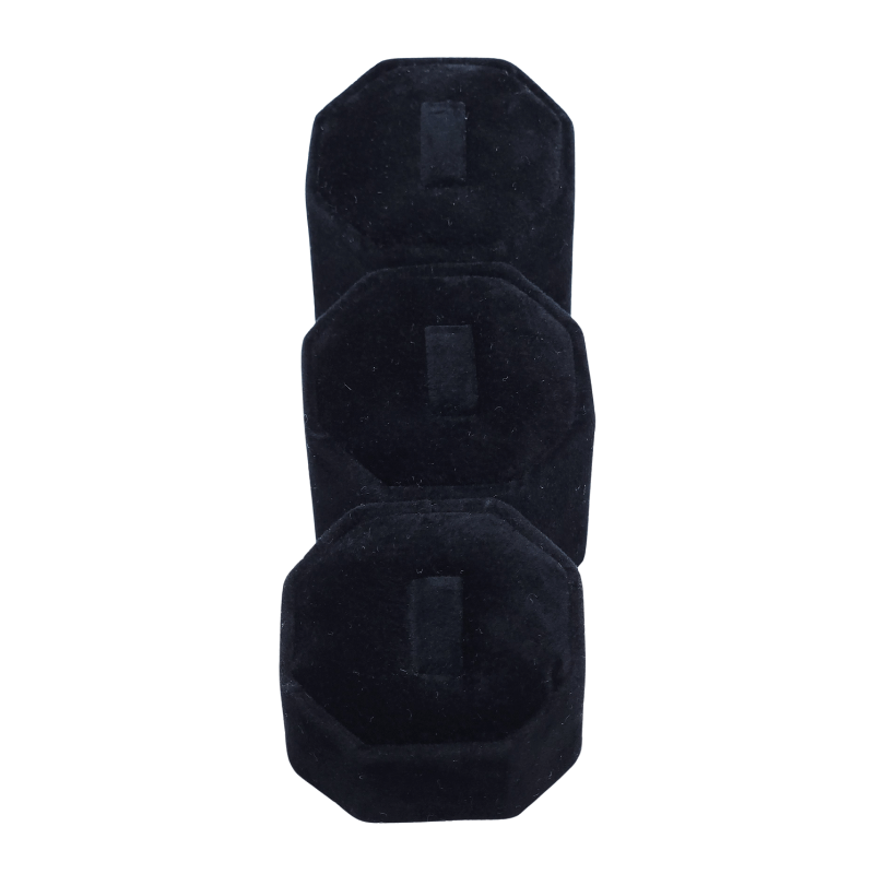3 set black velvet octagon ring stead-10 black velvet octagon ring stand