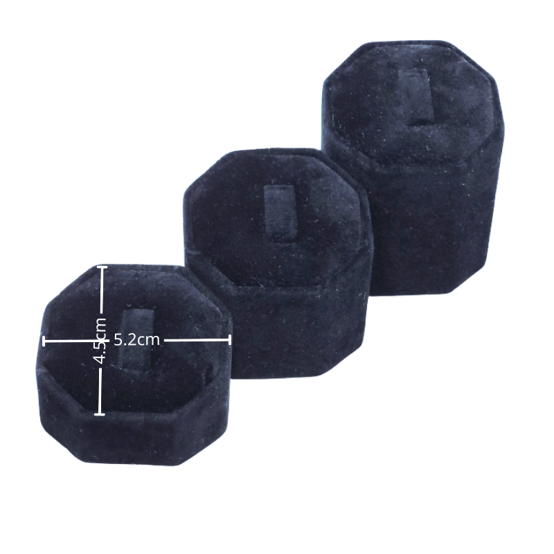 3 set black velvet octagon ring stead-13 black velvet octagon ring stand