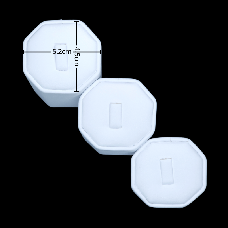 3 set white leatherette octagon ring stead