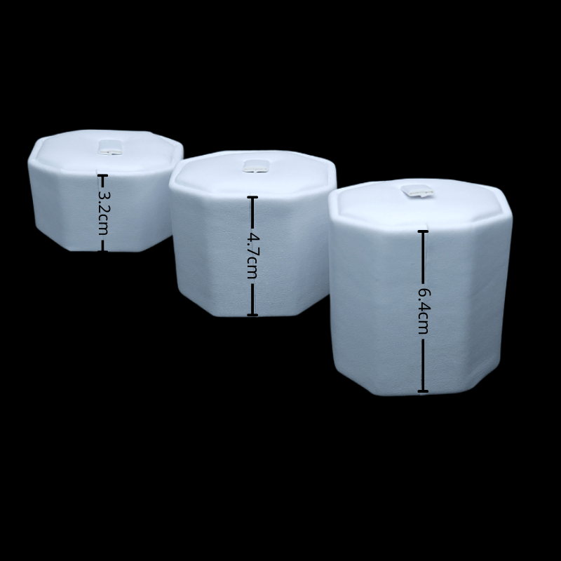 3 set white leatherette octagon ring stead
