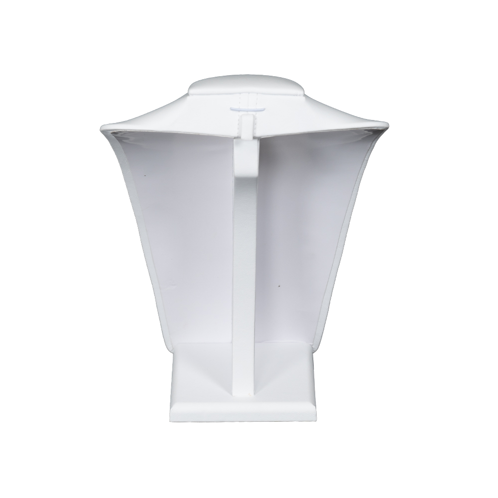 white leatherette necklace stand