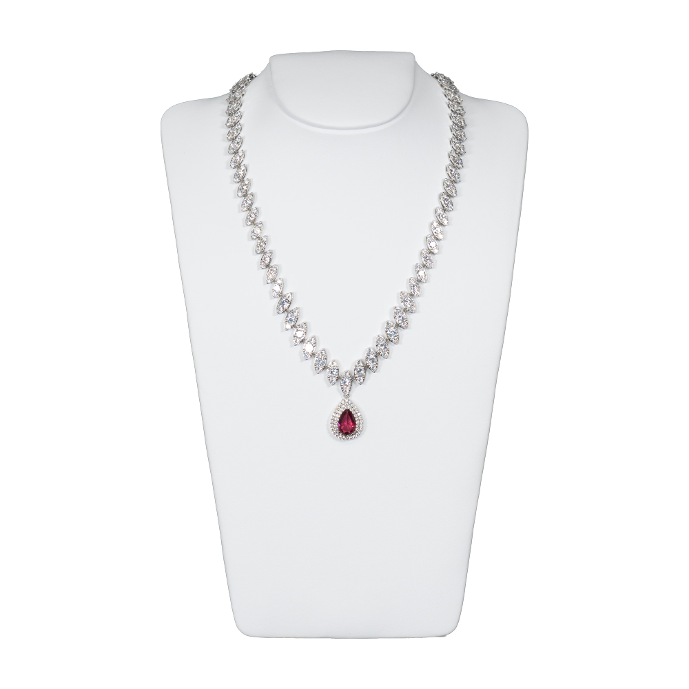 white leatherette necklace stand