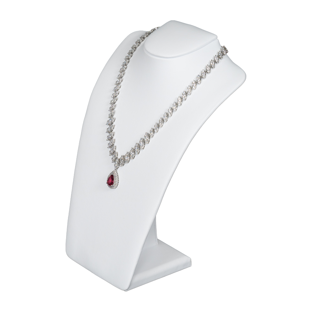 white leatherette necklace stand