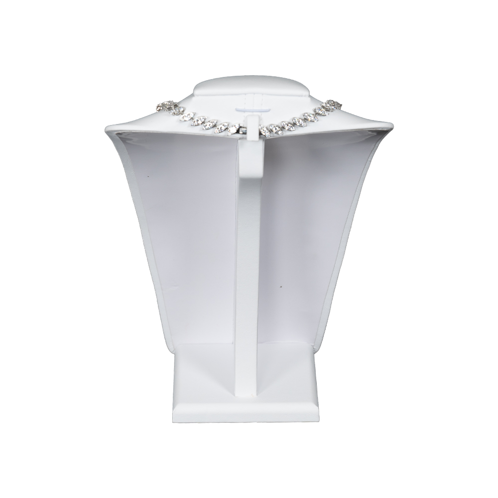 white leatherette necklace stand