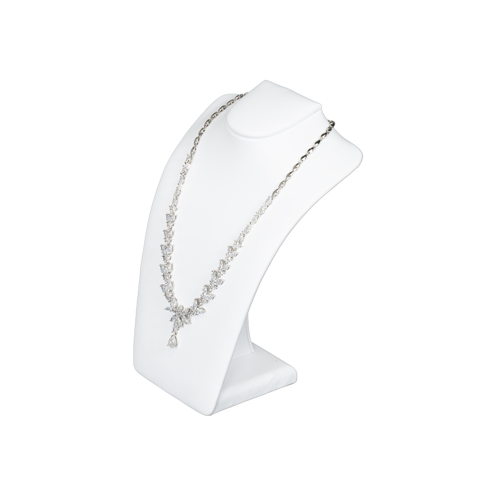 white leatherette necklace stand medium