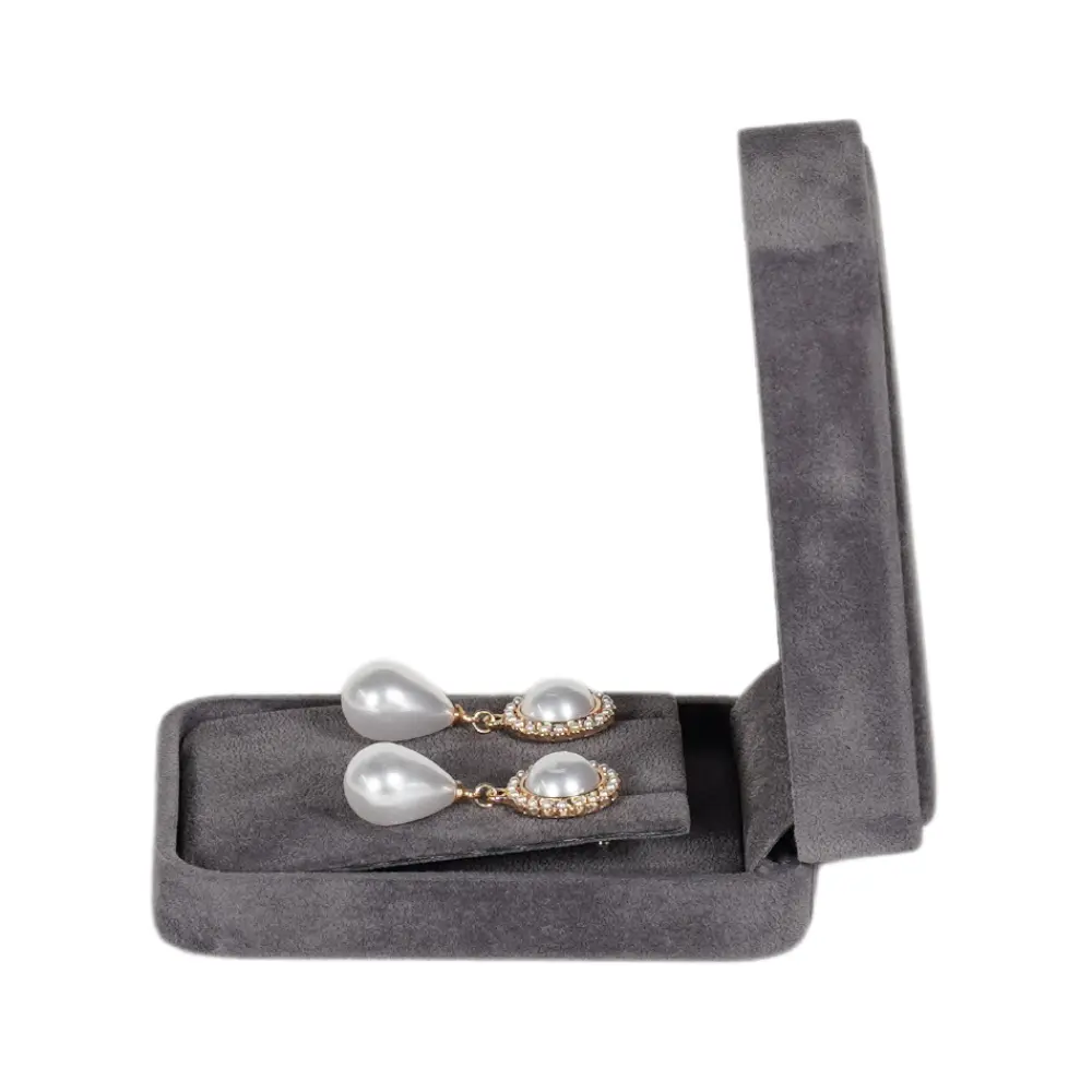 745C-E dary grey velvet long earring box-11 Velvet Long Earring box -Dark grey