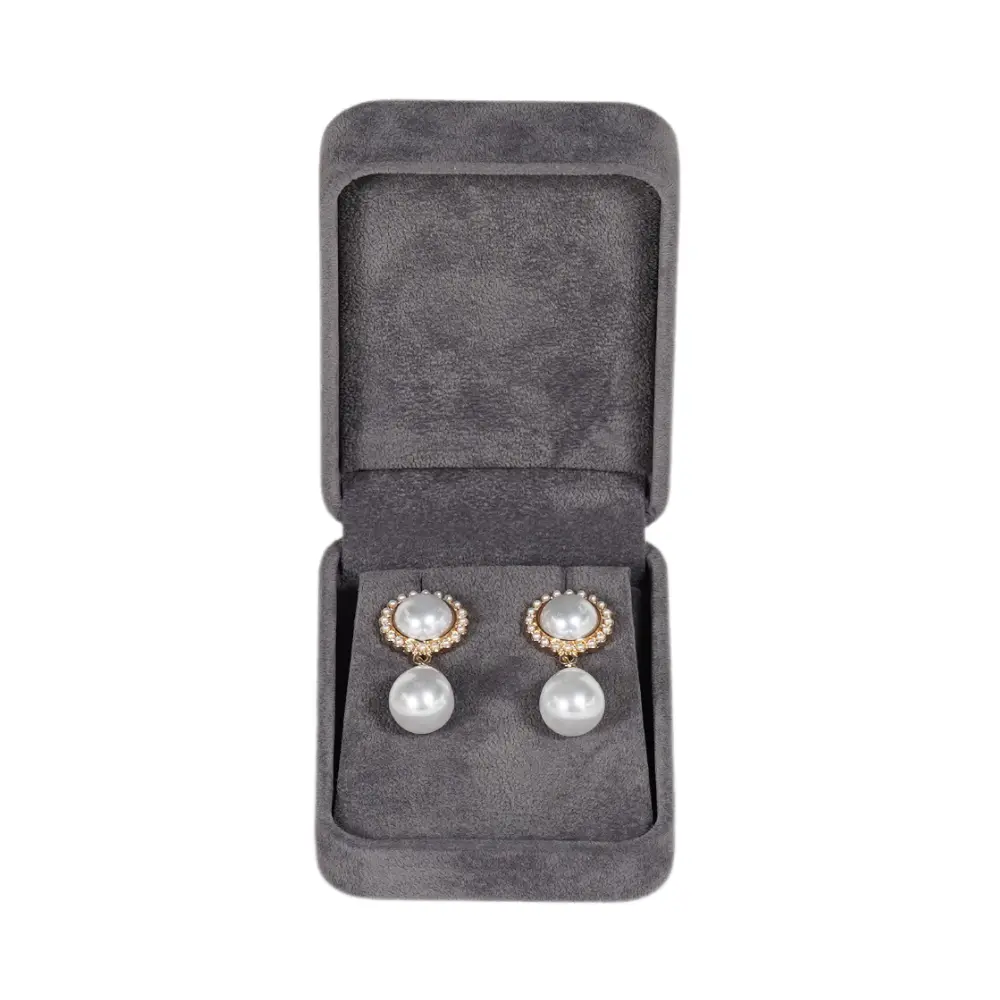745C-E dary grey velvet long earring box Velvet Long Earring box -Dark grey