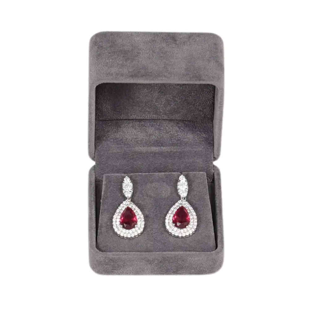 BXE82GR dark grey velvet large earring box-2 Velvet earring box large - dark grey