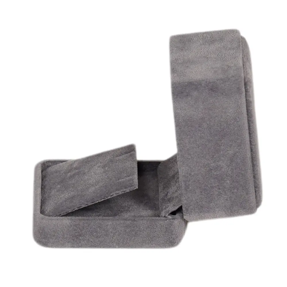 BXE82GR dark grey velvet large earring box-4 Velvet earring box large - dark grey