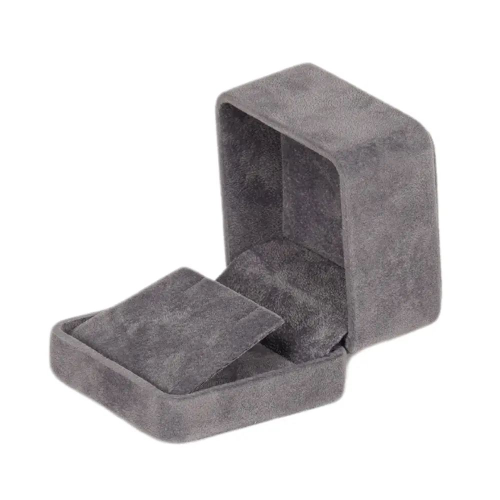 BXE82GR dark grey velvet large earring box-7 Velvet earring box large - dark grey