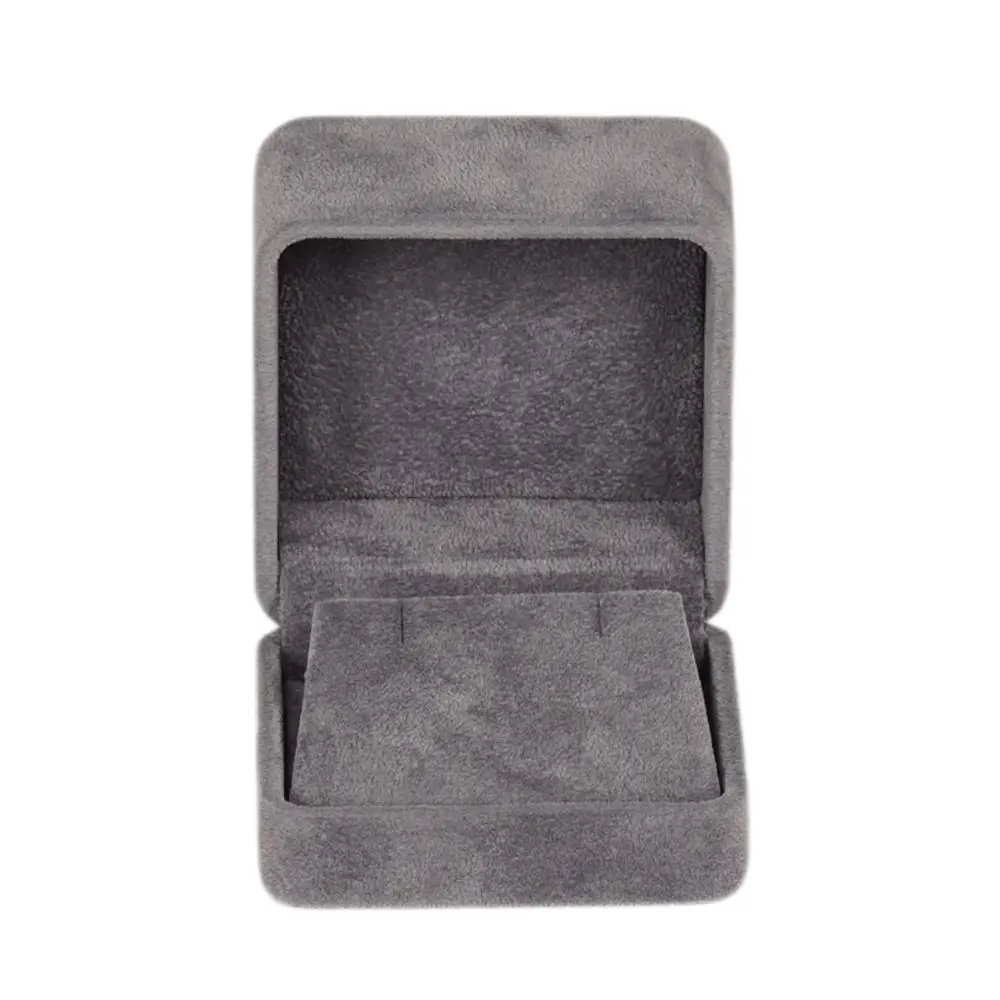 BXE82GR dark grey velvet large earring box-8 Velvet earring box large - dark grey