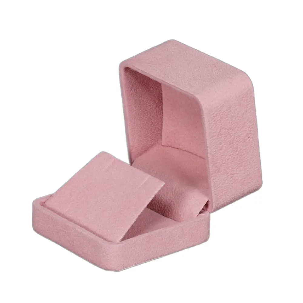 BXE82PI pink velvet large earring box-11 Velvet earring box large - pink