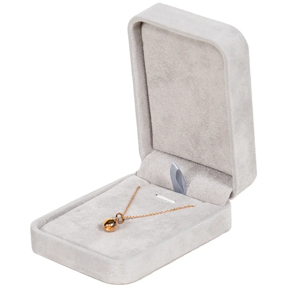 BXP81-Velvet-Necklace-Box-Grey-with-necklace-side Velvet-Necklace-Box-Grey-with-necklace-side