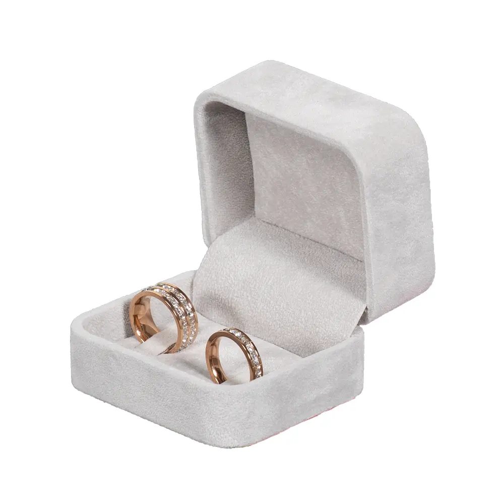 grey couple ring velvet box