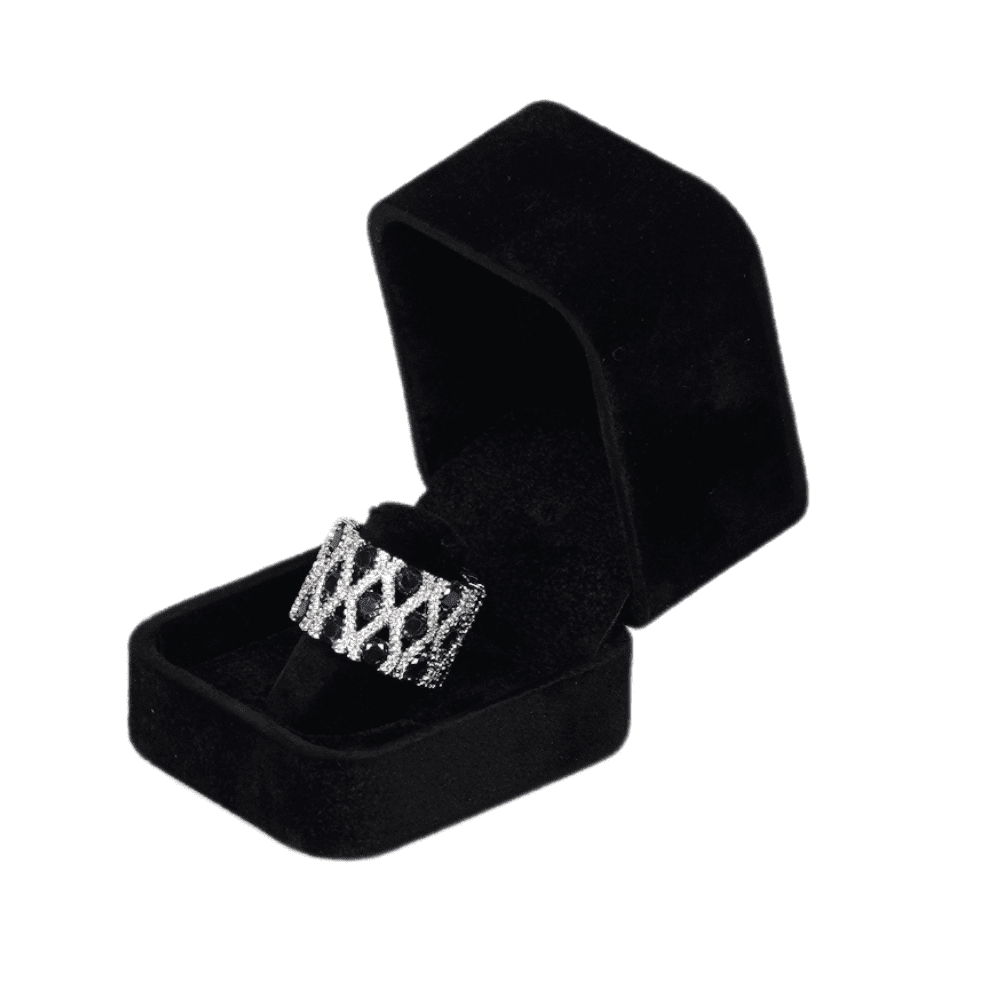 Ring Jewellery Box Velvet black Jewellery packaging BXR83 with ring display side